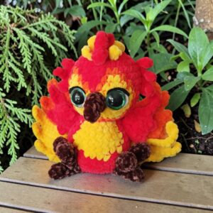 🔥🦅 Phénix au Crochet en Laine Chenille ✨
