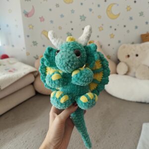 🐉 Dragon au Crochet en Laine Chenille – Peluche Artisanale Toute Douce