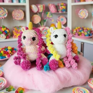 🦄✨ Licorne au Crochet en Laine Chenille – Arc-en-ciel 🌈 ou Rose 💖 au Choix