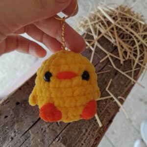 🐥🔑 Porte-clé Poussin au Crochet en Laine Chenille ✨